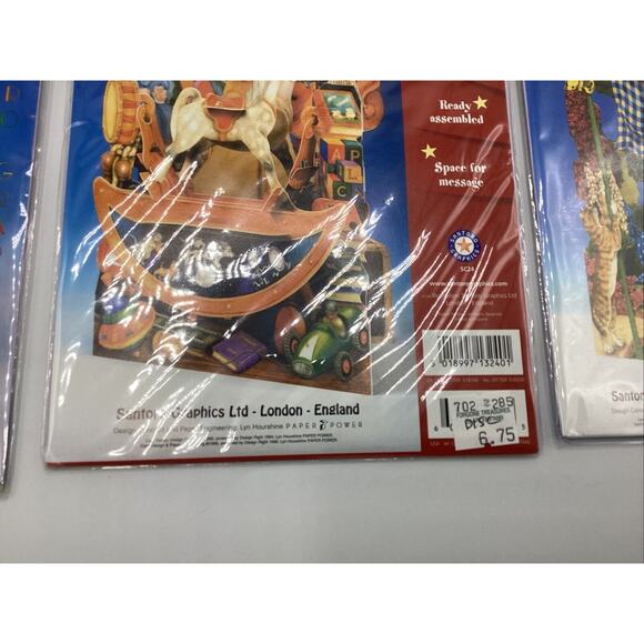 Set Of 3 SANTORO SWING CARDS- 3-D - Greeting Cards Fish Rocking Horse Cats - Picture 8 of 12